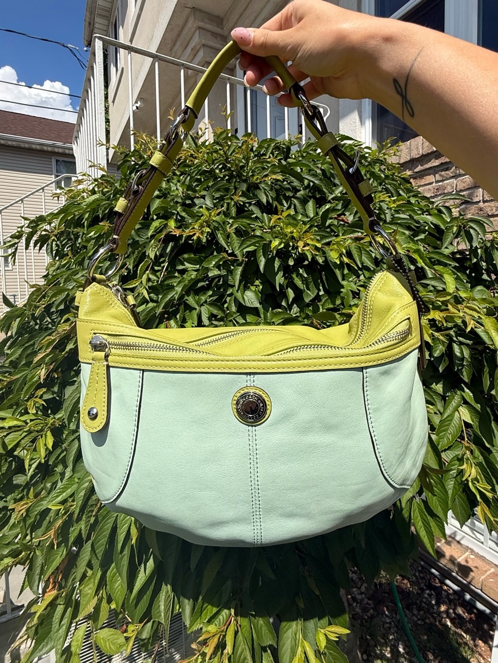 Coach Laura Hobo Bag Y2K Vintage Leather Colorblock Mint Chartreuse Lime Bag